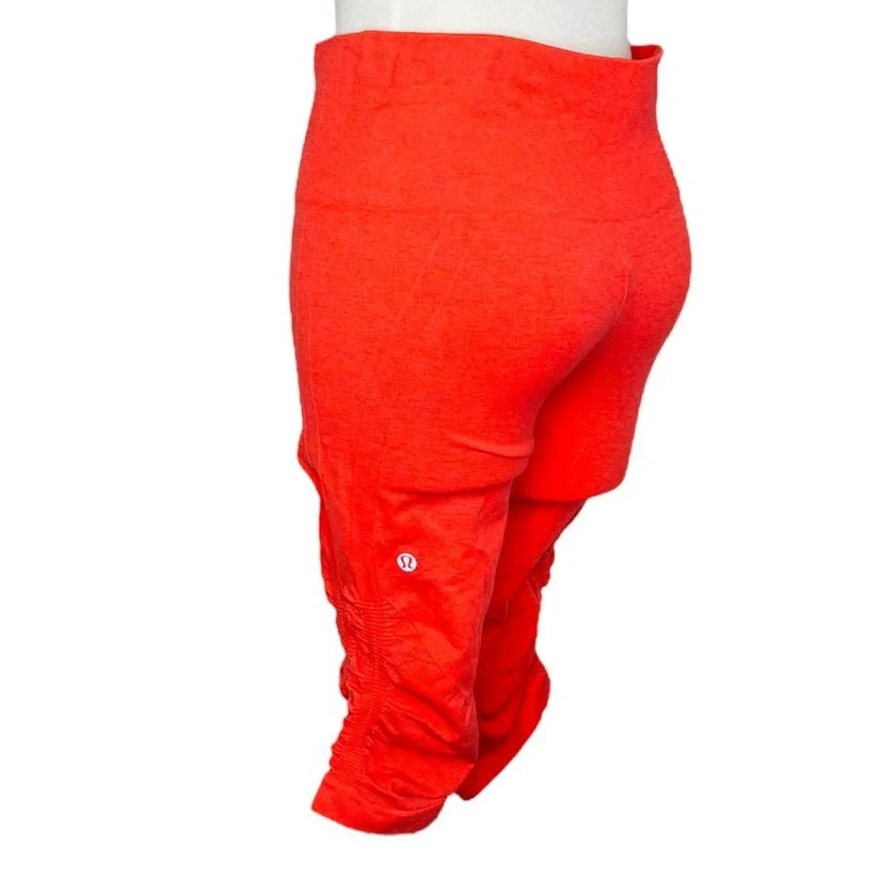 Lululemon Athletica Yoga Pants High Rise Crop Orange Size 8 - Picture 3 of 11